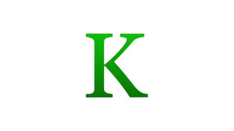 3d K letter logo loopable rotated green color white background Illustrazione stock