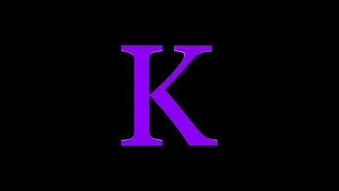 3d K letter logo loopable rotated purple color black background Illustrazione stock