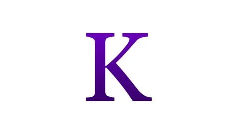 3d K letter logo loopable rotated purple color white background Stock Illustration