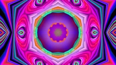 3D kaleidoscope mandala abstract background of trippy art psychedelic trance Stock Footage 243320617