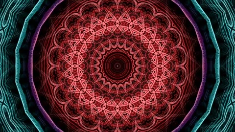 3D kaleidoscope mandala abstract background of trippy art psychedelic trance Stock Footage 265149017