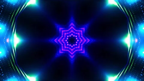 3D kaleidoscope mandala abstract background with futuristic VJ seamless loop Stock Footage 340179776