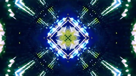3D kaleidoscope mandala abstract background with futuristic VJ seamless loop Stock Footage 340179793