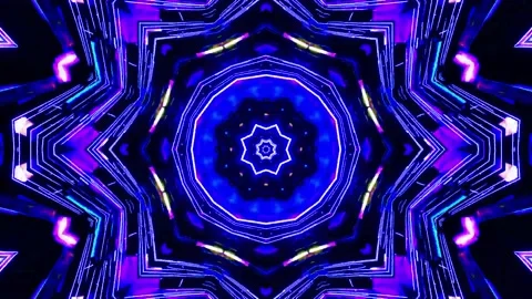 3D kaleidoscope mandala abstract background with futuristic VJ seamless loop Stock Footage 340180055