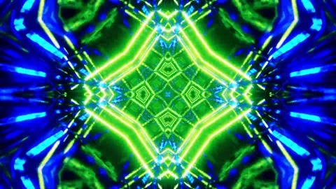 3D kaleidoscope mandala abstract background with futuristic VJ seamless loop Stock Footage 340180547