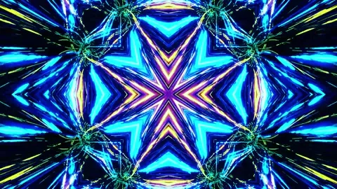 3D kaleidoscope mandala abstract background with futuristic VJ seamless loop Stock Footage 340180609