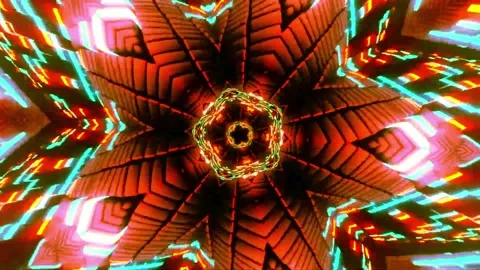 3D kaleidoscope mandala abstract background with futuristic VJ seamless loop Stock Footage 340180789