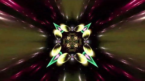3D kaleidoscope mandala abstract background with futuristic VJ seamless loop Stock Footage 340180811