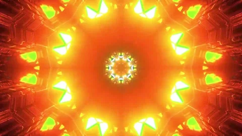 3D kaleidoscope mandala abstract background with futuristic VJ seamless loop Stock Footage 340180852