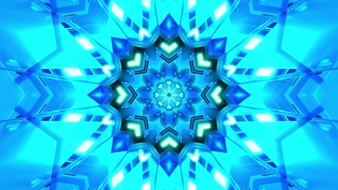 3D kaleidoscope mandala abstract background with futuristic VJ seamless loop Stock Footage 340180951