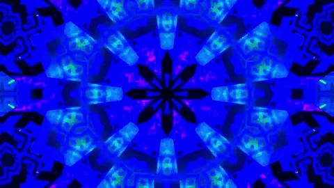 3D kaleidoscope mandala abstract background with futuristic VJ seamless loop Stock Footage 340180955