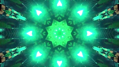 3D kaleidoscope mandala abstract background with futuristic VJ seamless loop Stock Footage 340181018