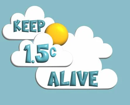 3D Keep 1.5c Alive, 1.5c is the target limit for global warming, climate chan Stock Illustration