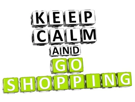 3d keep calm and go shopping button click here block text Illustrazione stock