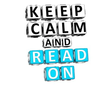 3d keep calm and read on button click here block text Illustrazione stock