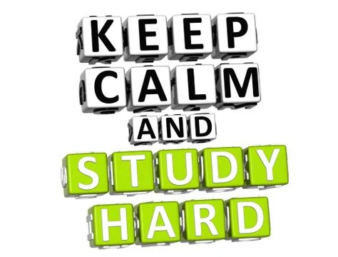 3d keep calm and study hard button click here block text Stock Illustration
