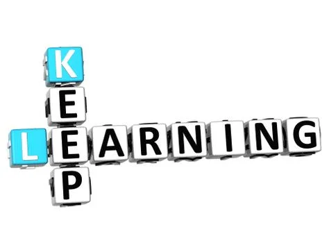 3d keep learning text crossword イラスト素材