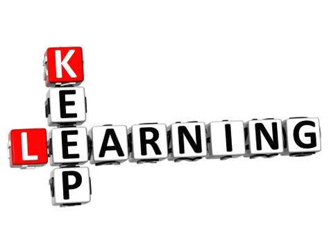 3d keep learning text crossword Stock Illustration