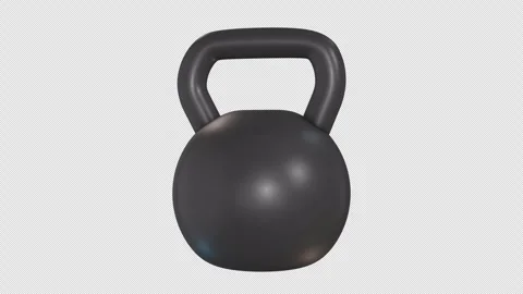 3D Kettlebell Rotating on a Transparent Background. Seamless Loop. 4K Stock Footage 292614693