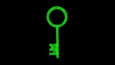 3D Key on black background. Historical Archival concept. Safety and Securit.. 스톡 일러스트