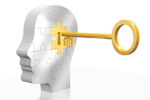 3D key/ password/ mind concept Stock Illustration