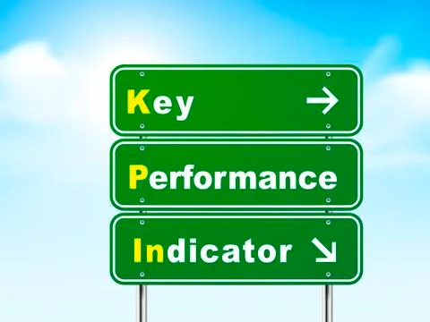 3d key performance indicator road sign 库存插图