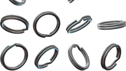 3D Key Rings Falling on a White Background. Keychain Rings 3D Animation. 4K Stock Footage 283082443