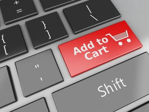 3d Keyboard with Add to Cart Button Stock Illustration