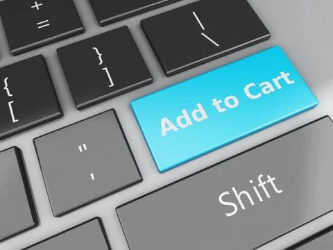 3d Keyboard with Add to Cart Button Stock Illustration