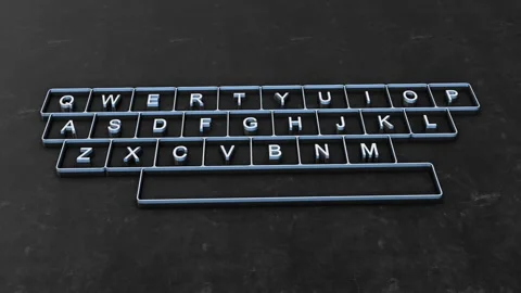 3D Keyboard Alphabets on a Dark Floor. Keyboard Rotating. 4K Stock Footage 275370582