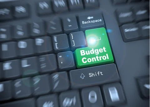 3d keyboard - budget controls words Stock Illustration