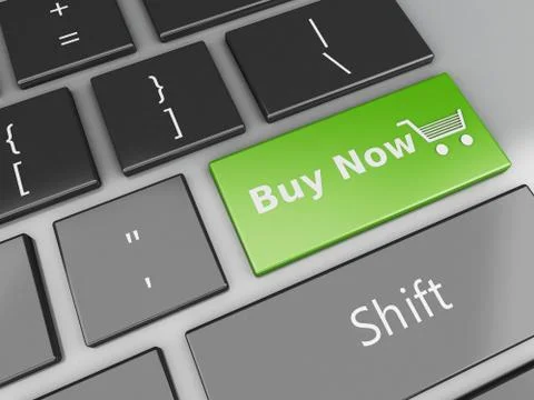 3d Keyboard with buy now button Stock Illustration