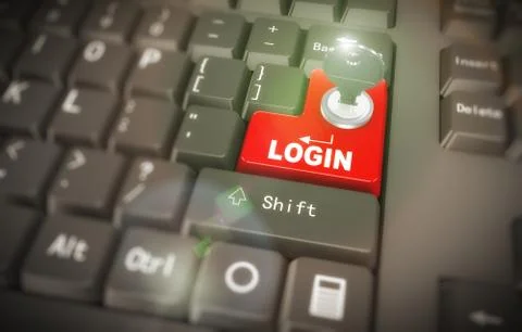 3d keyboard - secured login Illustrazione stock