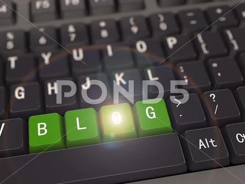 3d keyboard - word blog Stock Illustration