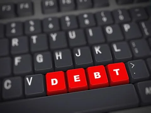 3d keyboard - word debt Stock Illustration