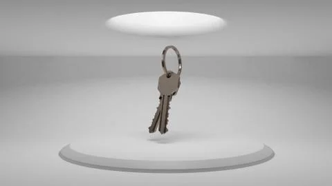 3d keys on the background of the stand to demonstrate the design. Diffused li Stock-Illustration