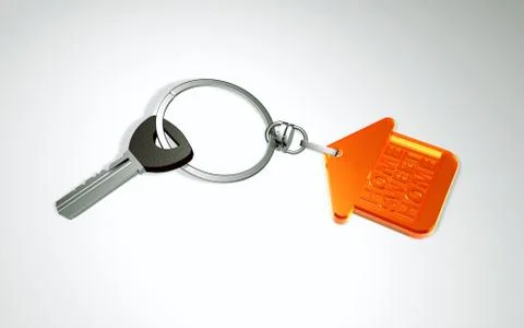 3d keys with keyring in the form of home. Sweet home. Stock Illustration