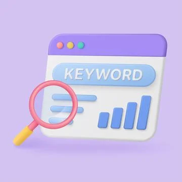 3D Keyword Analysis Search Engine Concept Stock Illustration