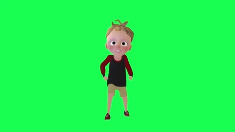 3d kid talking sneakily isolated green screen front angle Stock Footage 252662042