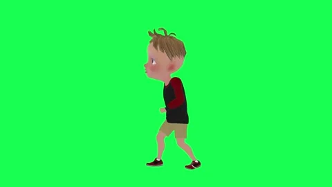 3d kid talking sneakily isolated green screen right angle Stock-Footage 252662044