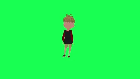 3d kid walking in the park isolated green screen left angle Video stock 252662018