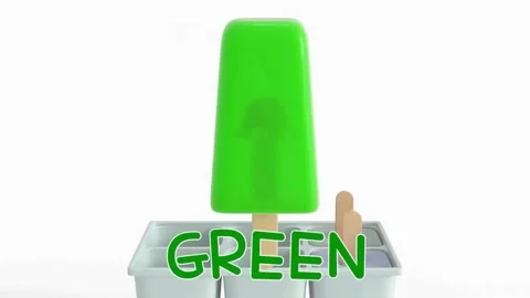 3D Kids Green Popsicle Morphing into Cartoon Turtle Learning Colors 4K Stock Footage 334062000