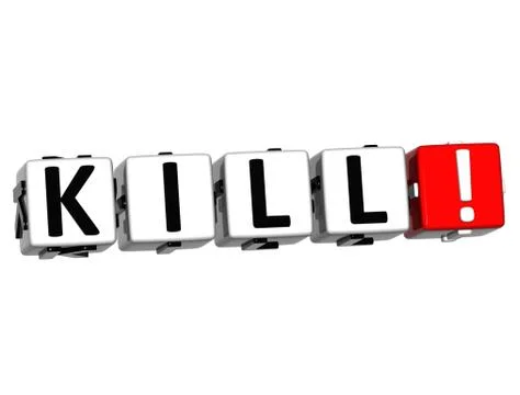 3d kill button click here block text Stock Illustration