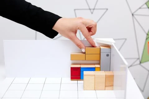 3D kitchen design, modeling, interior, cardboard shapes Stockfoto's