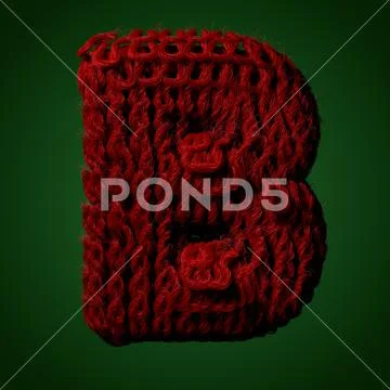 3d Knitted letter of English alphabet. Cute handmade font. 3d rendering type Stock Illustration