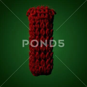 3d Knitted letter of English alphabet. Cute handmade font. 3d rendering type Stock Illustration