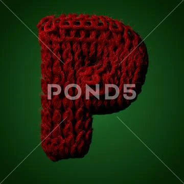 3d Knitted letter of English alphabet. Cute handmade font. 3d rendering type Stock Illustration