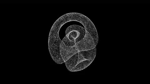 3D knot on black background. Object dissolved white flickering particles. Bus Illustrazione stock