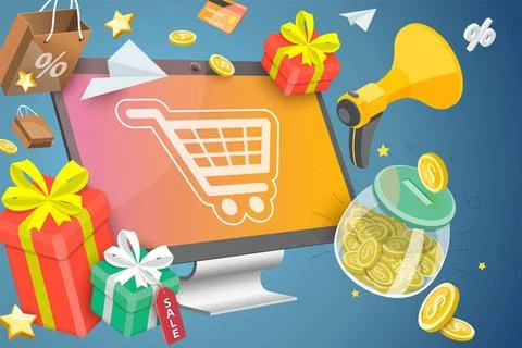 3D-Konzeptionsillustration eines Belohnungsprogramms, Empfehlungsmarketing... Stock Photos