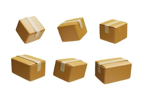 3D kraft paper boxes in different angles, which are ideal for storage and 스톡 일러스트
